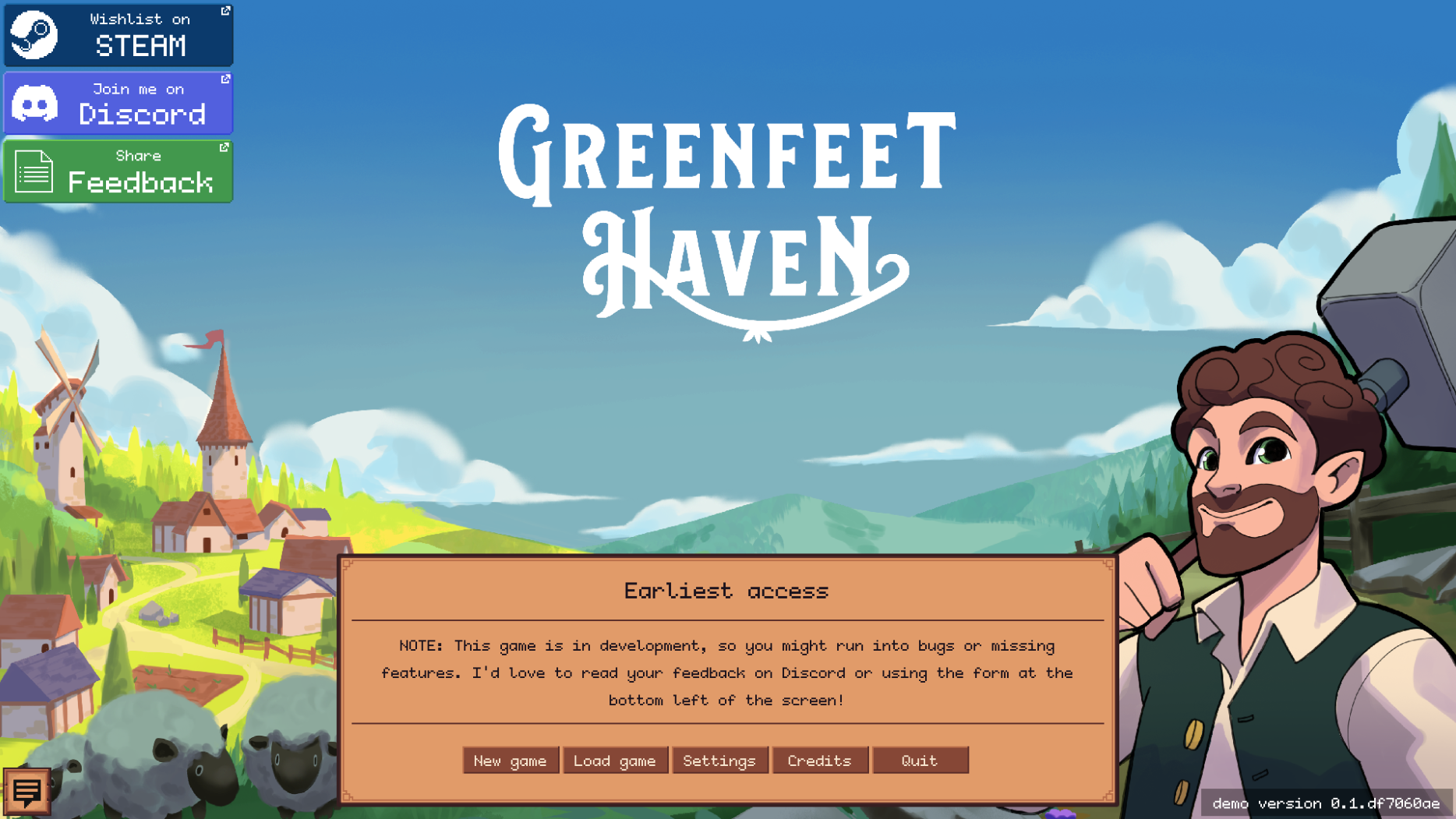 A screenshot for the main menu
